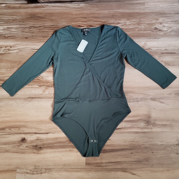 Forever 21 Tops - Forever 21 | Forest Green Crossover Bodysuit- 0X